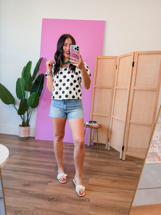 Ada Polka Dot Top-Off White/Black