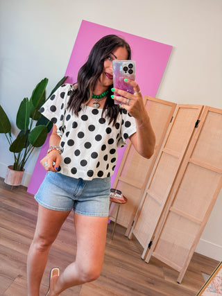 Ada Polka Dot Top-Off White/Black