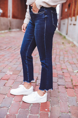 Isabella Mid Rise Crop Slim Straight Denim