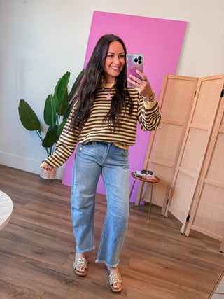 Jacie Striped Sweater-Yellow