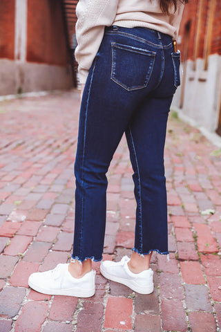 Isabella Mid Rise Crop Slim Straight Denim