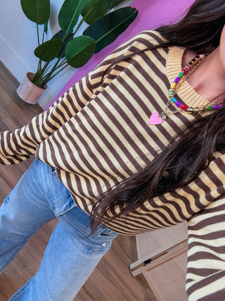 Jacie Striped Sweater-Yellow