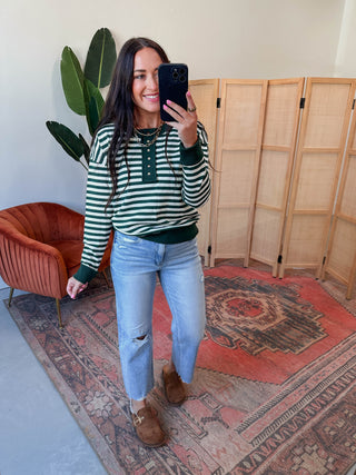 Thea Striped Henley Pullover