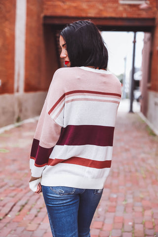 Sophia Sweater-Cream/Bordeaux