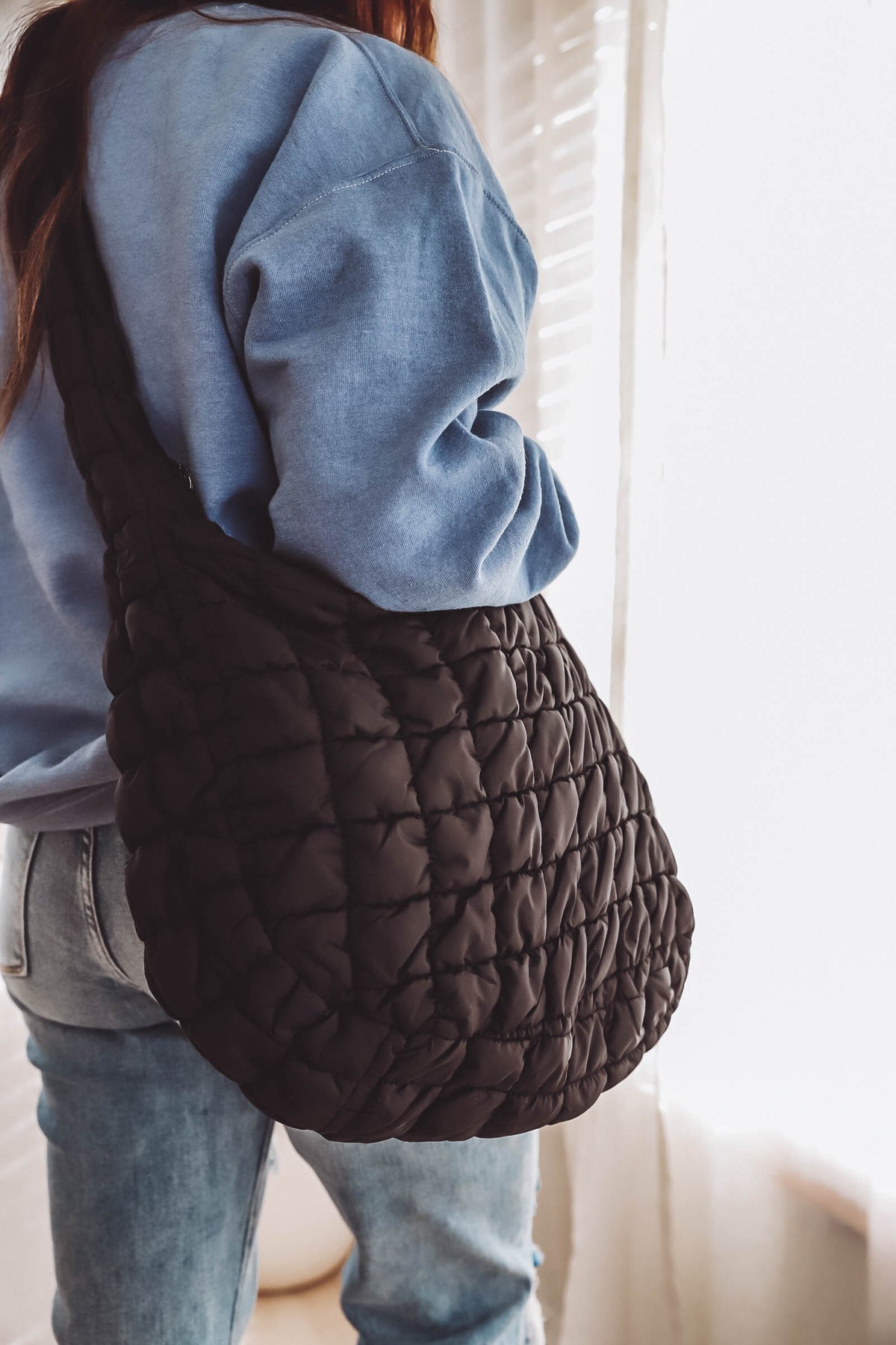 Quilted Puffer Bag-Black
