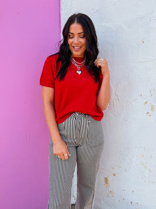 Briar Knit Top-Red