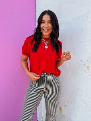 Briar Knit Top-Red