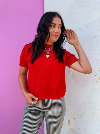 Briar Knit Top-Red