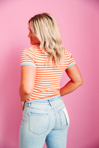 Ava Striped Top-Orange