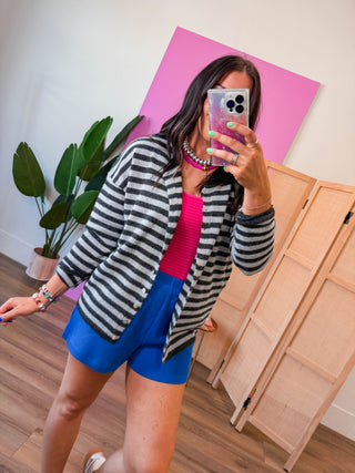 On The Line Cardigan-Charcoal