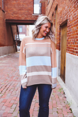 Sophia Sweater-Mocha/Sky