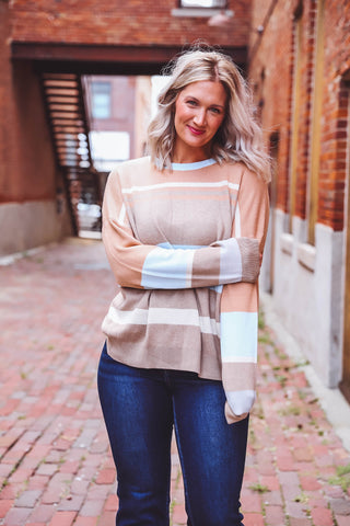 Sophia Sweater-Mocha/Sky