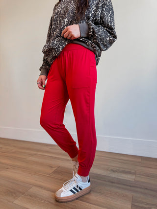 On The Go Joggers-Red
