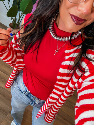 On The Line Cardigan-Red