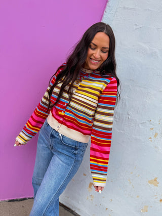 Color Mix Striped Cardigan