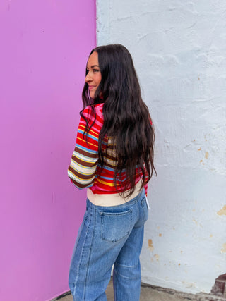 Color Mix Striped Cardigan