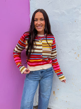 Color Mix Striped Cardigan