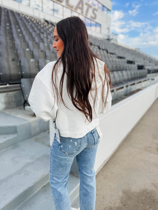 Nebraska Layered Patch Cropped Hoodie