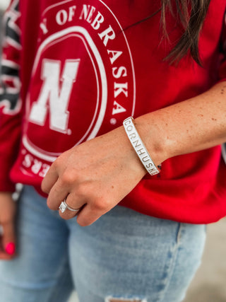 Nebraska Enamel Hinge Bangle-White