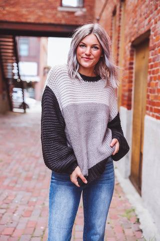 Nellie Color Block Sweater-Grey/Black