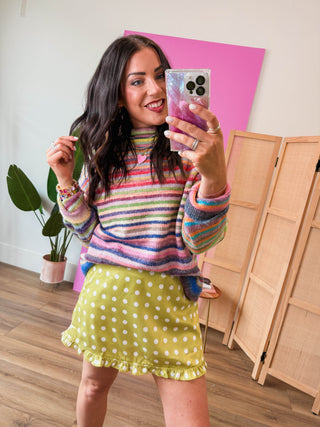 Jada Polka Dot Mini Skirt-Chartreuse