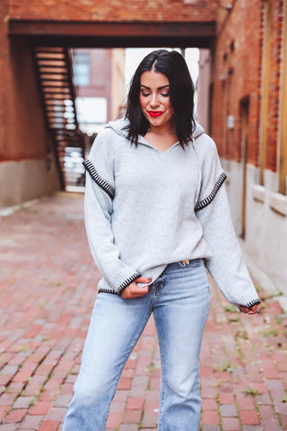 Sydney Hooded Sweater-Heather Grey