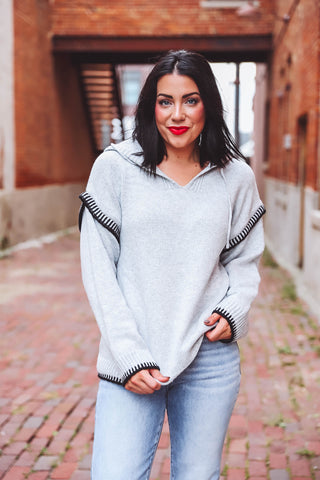 Sydney Hooded Sweater-Heather Grey