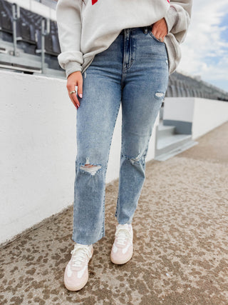 Tracey High Rise Crop Straight Leg Denim