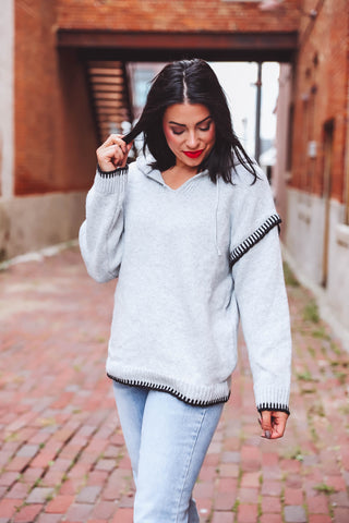 Sydney Hooded Sweater-Heather Grey