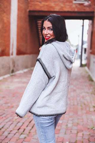 Sydney Hooded Sweater-Heather Grey