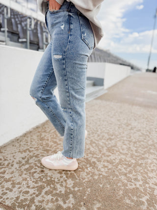 Tracey High Rise Crop Straight Leg Denim