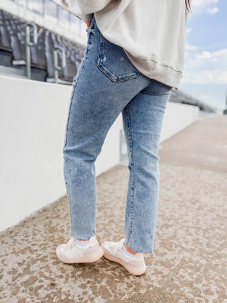 Tracey High Rise Crop Straight Leg Denim