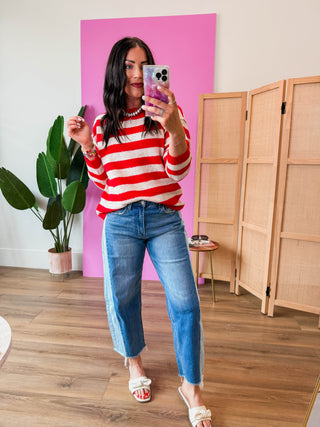 Carmen Striped Sweater-Red