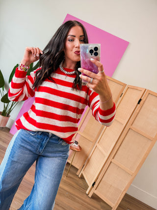 Carmen Striped Sweater-Red