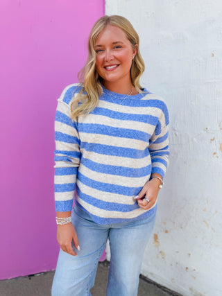Carmen Striped Sweater-Light Blue