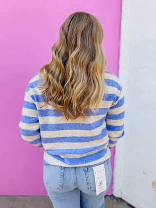Carmen Striped Sweater-Light Blue