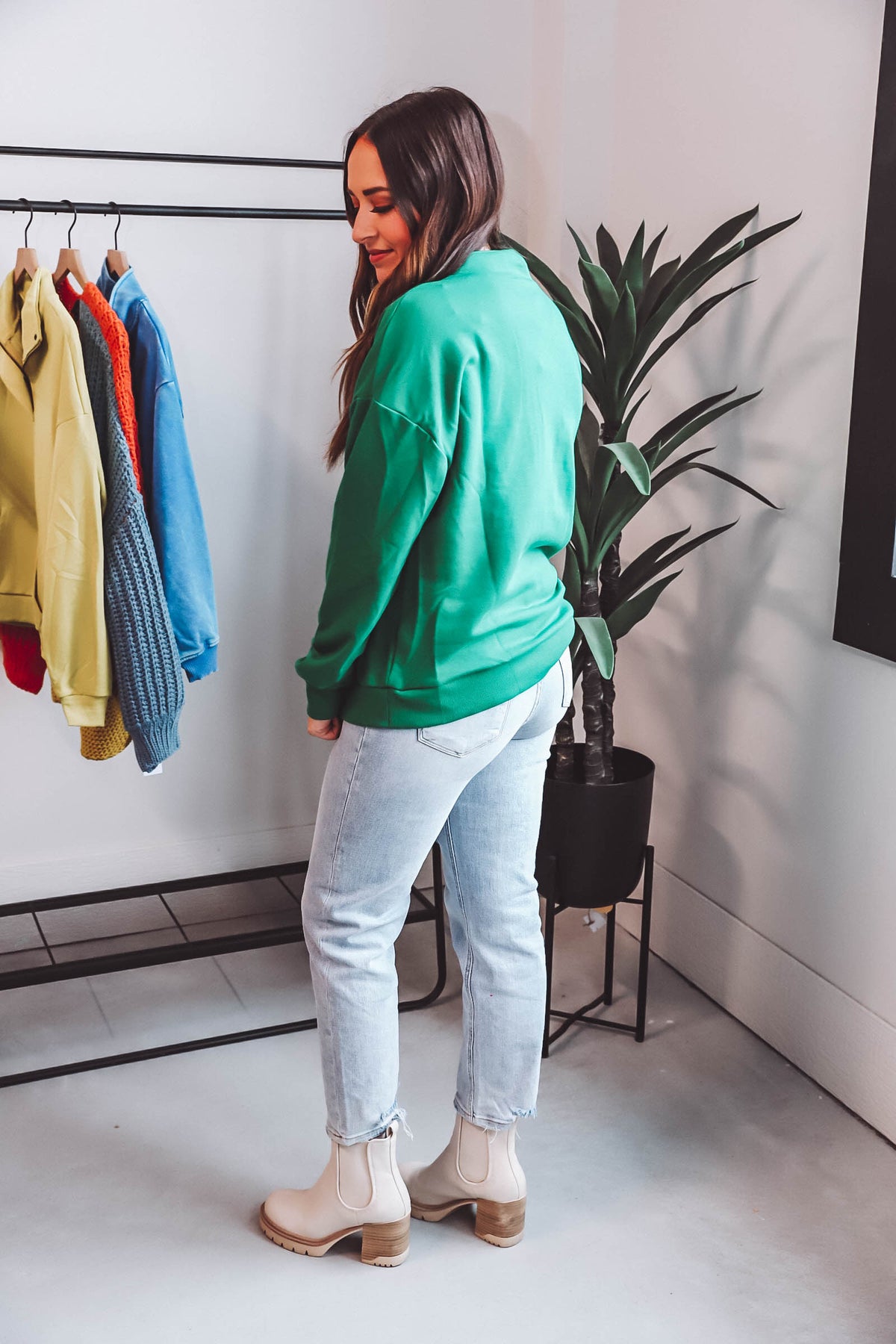 Heidi Quarter Zip Pullover-Green