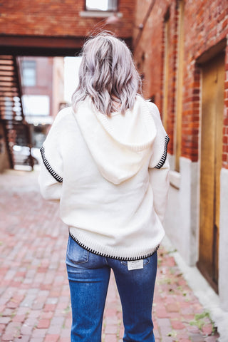 Sydney Hooded Sweater-Cream