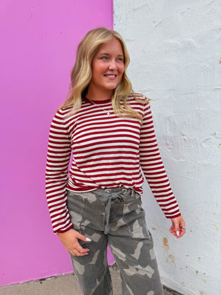 Lyndi Striped Sweater-Cherry