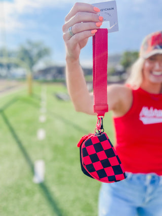 Checkered Dual Color Wristlet-Black/Red