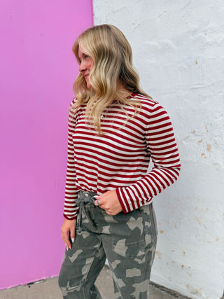Lyndi Striped Sweater-Cherry
