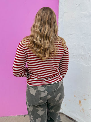 Lyndi Striped Sweater-Cherry