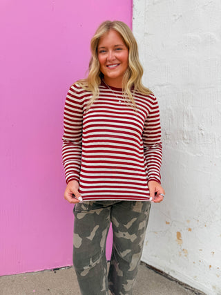 Lyndi Striped Sweater-Cherry