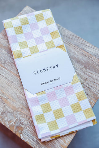 Spring Checkers Tea Towel-Geometry