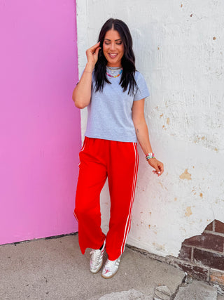 Line It Up Pants-Cherry
