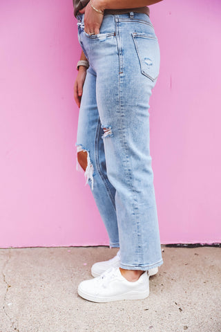 Wesley High Rise Crop Dad Jeans