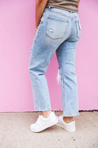 Wesley High Rise Crop Dad Jeans