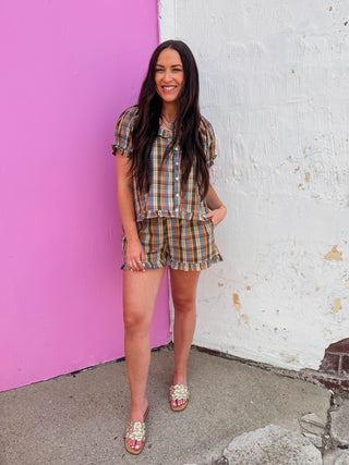 On My Mind Plaid Set-Mocha/Blue