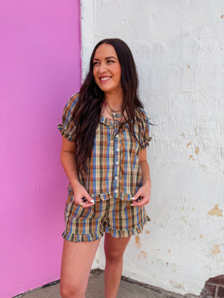 On My Mind Plaid Set-Mocha/Blue