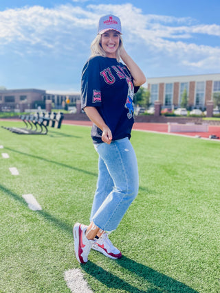 Nebraska South Split Oversized Tee-Black